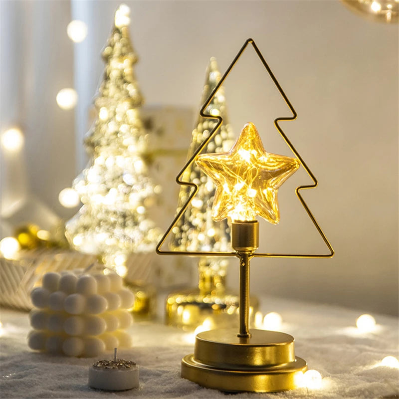 Glass Glowing Christmas Tree Decoration Night Light Ornaments Luminous New Year