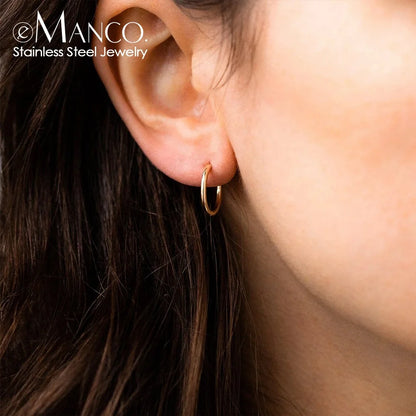 eManco Circle Round Buckles Earring Stainless Steel Earrings Minimalist Trendy