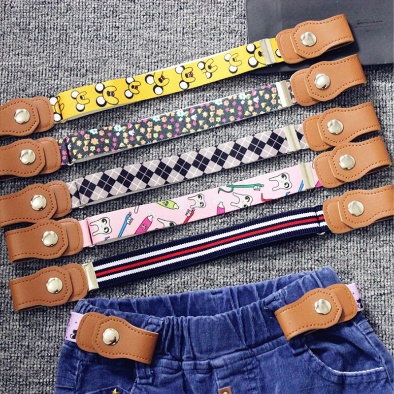 Girls and Boys Elastic Jeans Belt Without Buckle Kids Easybelt No Hole