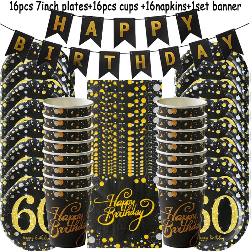 30 40 50 Years Anniversary Disposable Tableware Set New Year Party