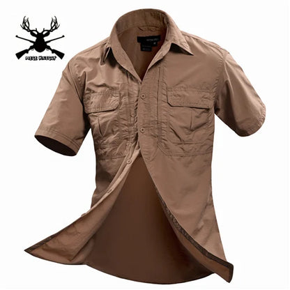 MEGE Summer Men Shirt Military Men Short Sleeve Shirt Casual Shirt