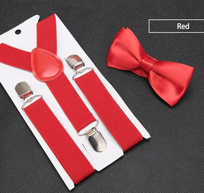 Kids Suspenders With Bowtie Fashion Children Bow Tie Set Boys Suspenders