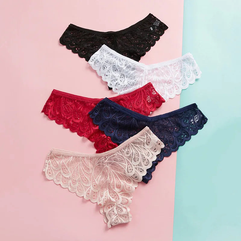 3pcs Women Underwear Sexy Lace Panties Tempting Pretty Briefs Low Waist