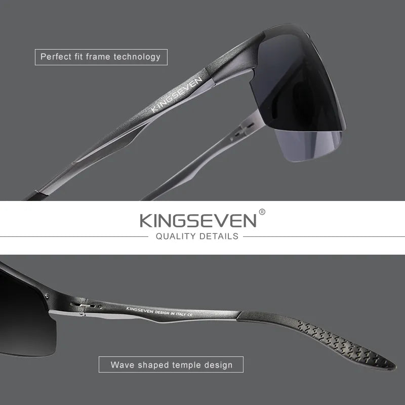 Genuine KINGSEVEN Polarized Men Aluminum Sunglasses Driving Mirror Lens