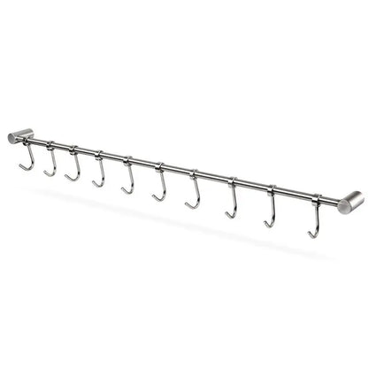 Kitchen Rail Rack Wall Mounted Utensil Hanging Rack Stainless Steel Hanger Hooks