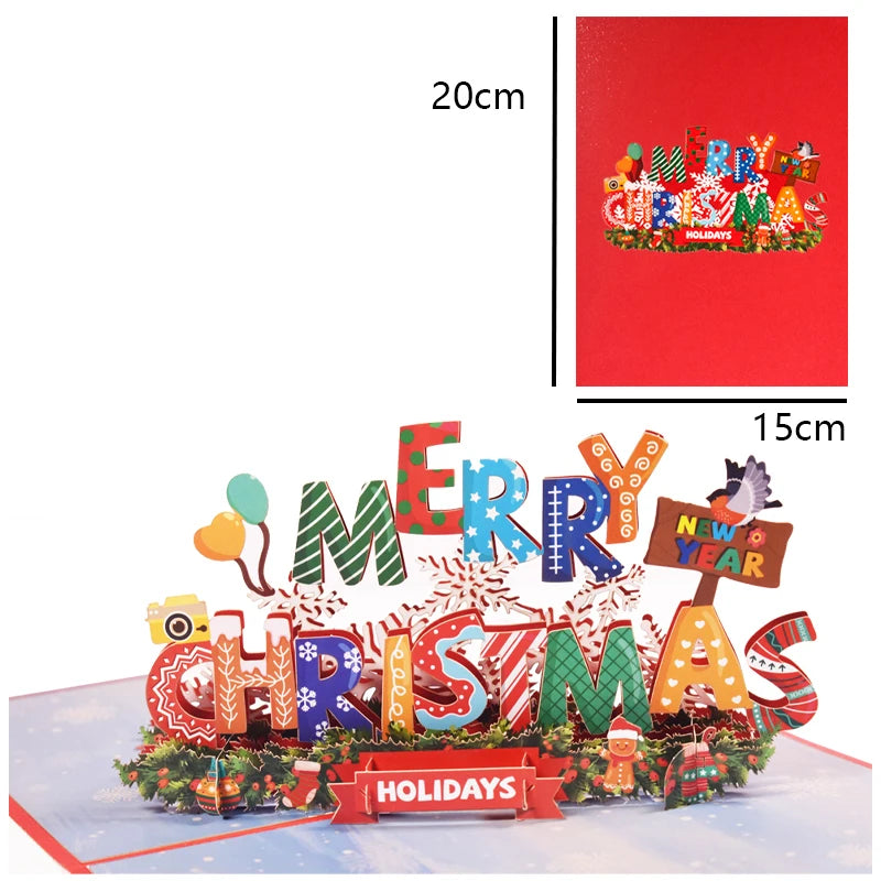 Merry Christmas Cards Christmas Tree Winter Gift Pop-Up Cards