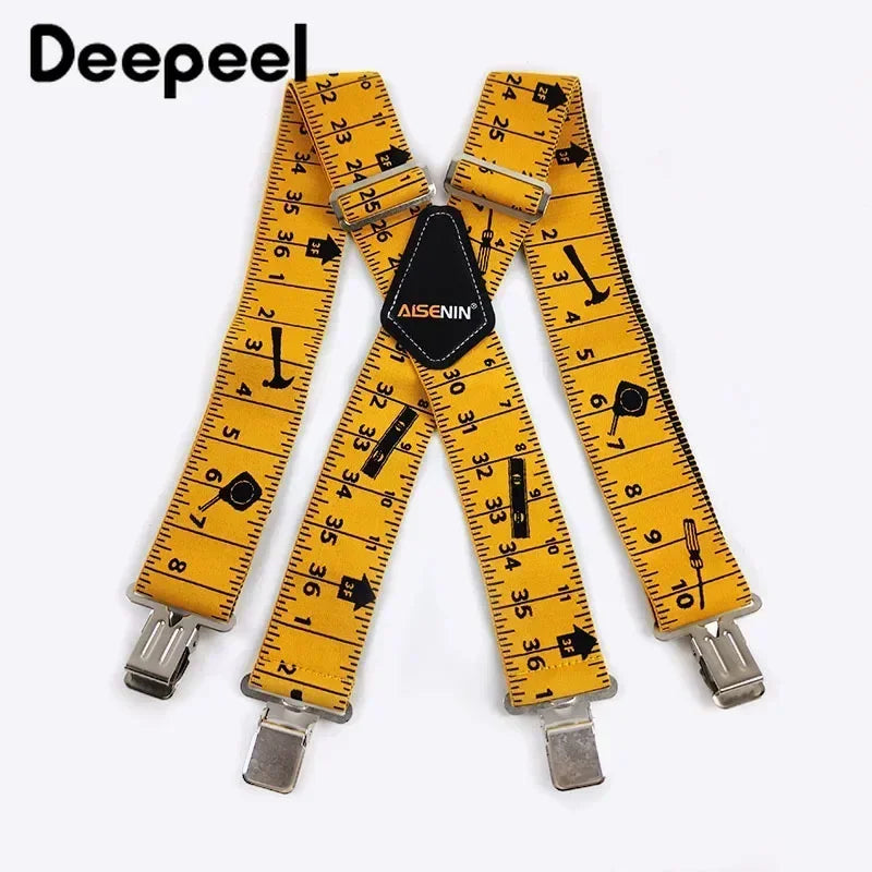 1Pc 5*120cm Men's Adult X-Type 4 Clips High Elastic Suspender Adjustable Heavy