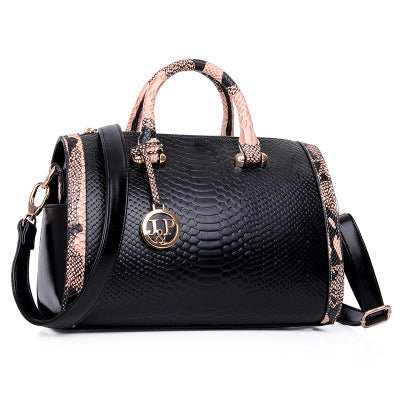 Sling Bag Handbag Large Capacity Women Hand Bag Snake Leather Boston