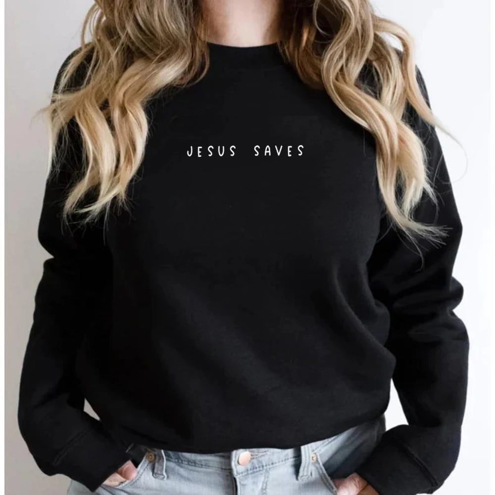 Jesus Saves Sweatshirt Christian Sweatshirts Faith Top Crewneck Sweatshirt