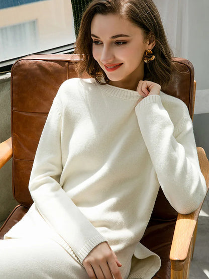 O-Neck Oversize Thick Sweater Pullovers Women Loose Cashmere Turtleneck Sweater