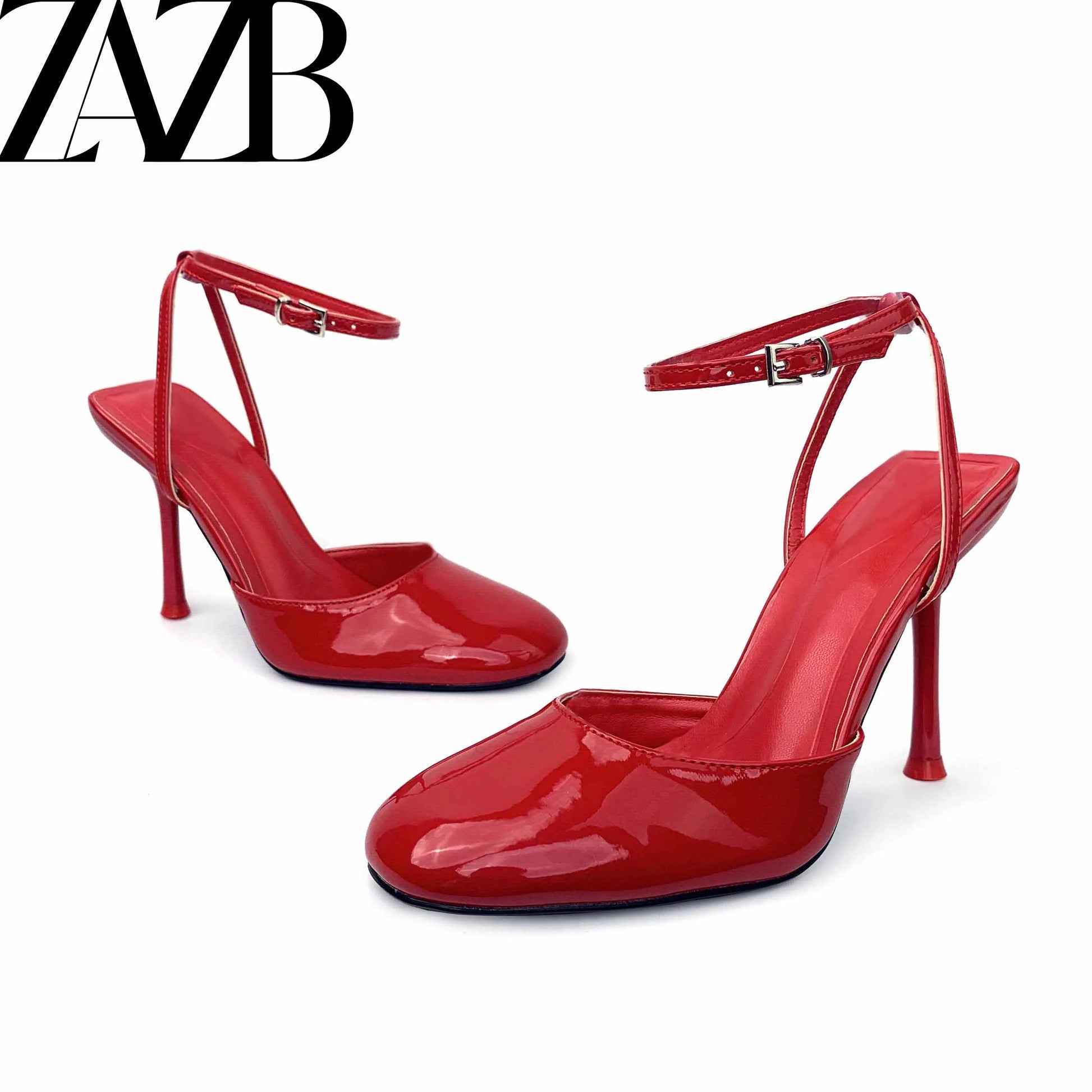 ZA Luxury Rose Red Green Formal Office for Ladies High Heel Shoes Women Sandal.