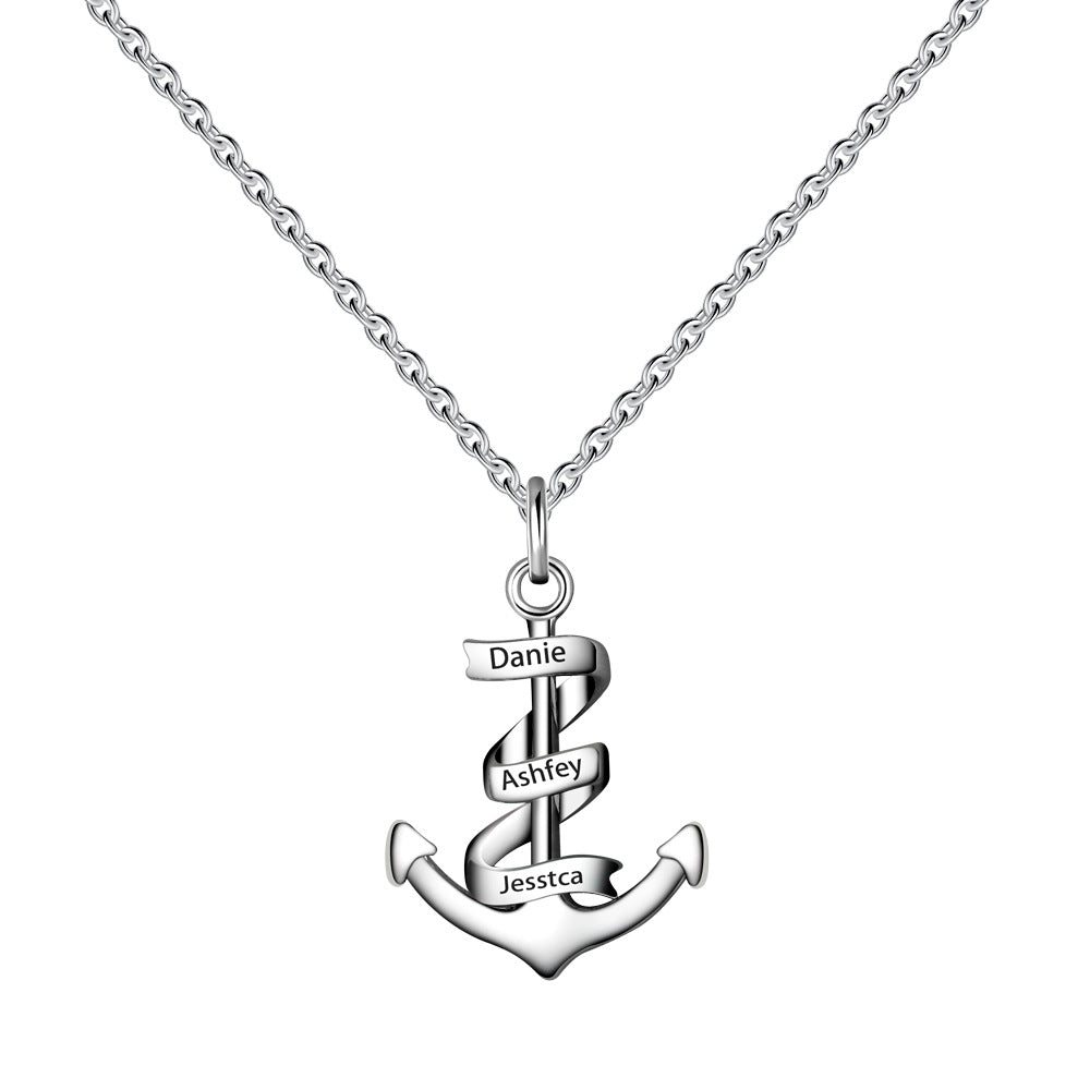 Custom Name Engraved Anchor Necklace