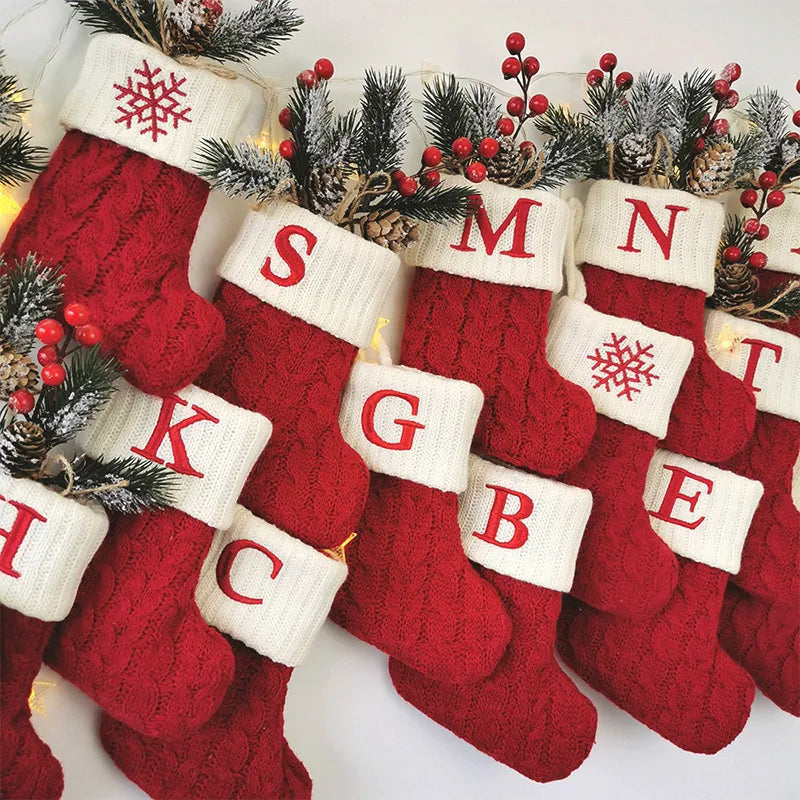 Letters Christmas Stocking New Knitting Christmas Tree Pendant Decorations