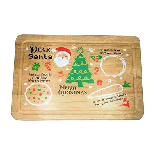 Wooden Christmas Cookie Tray Engraved Santa Snack Tray Child Christmas Gift Milk