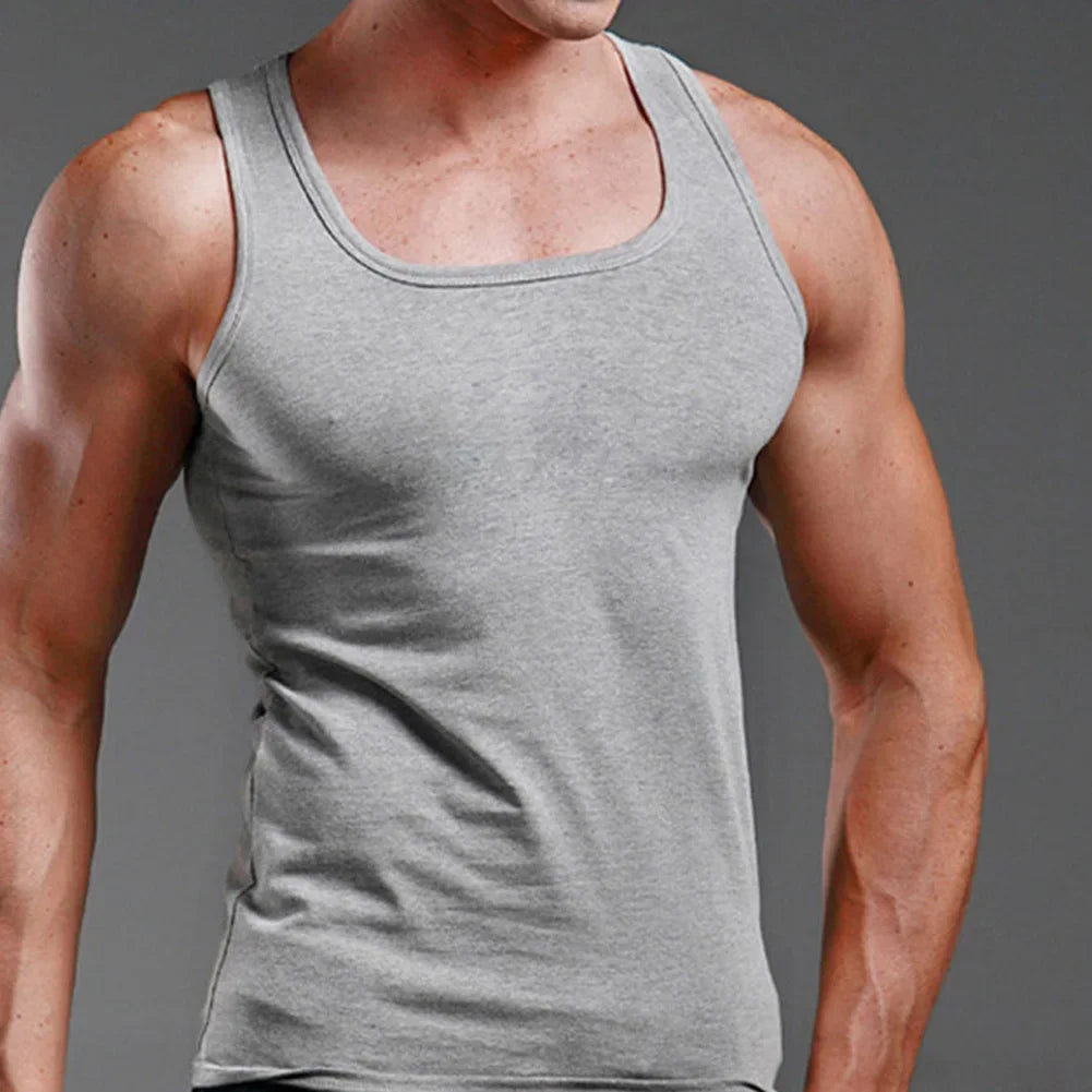 Men Muscle Vests Cotton Underwear Sleeveless Tank Top Solid Muscle Vest