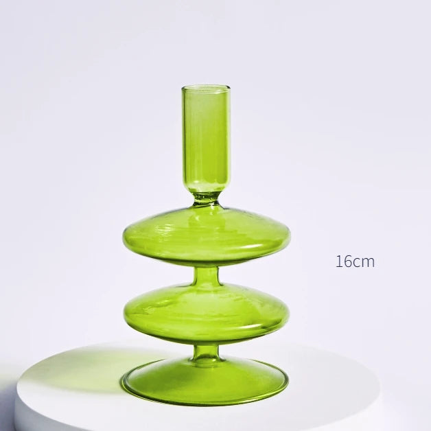 Lazzy House Candle Holders Decoration Wedding Nordic Green Glass Candlestick