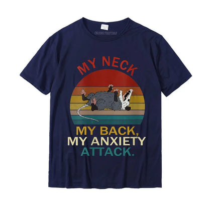 Womens My Neck My Back My Anxiety Attack Opossum Sunset Round Neck T-Shirt