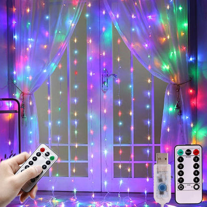 6m/3m LED Curtain Garland 8 Modes USB Remote Control  New Year 2025