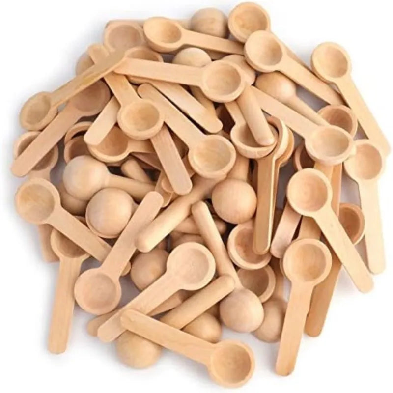 20/50/100pcs Kitchen Seasoning, Honey Coffee Kitchen Cooking Small Wooden Spoon