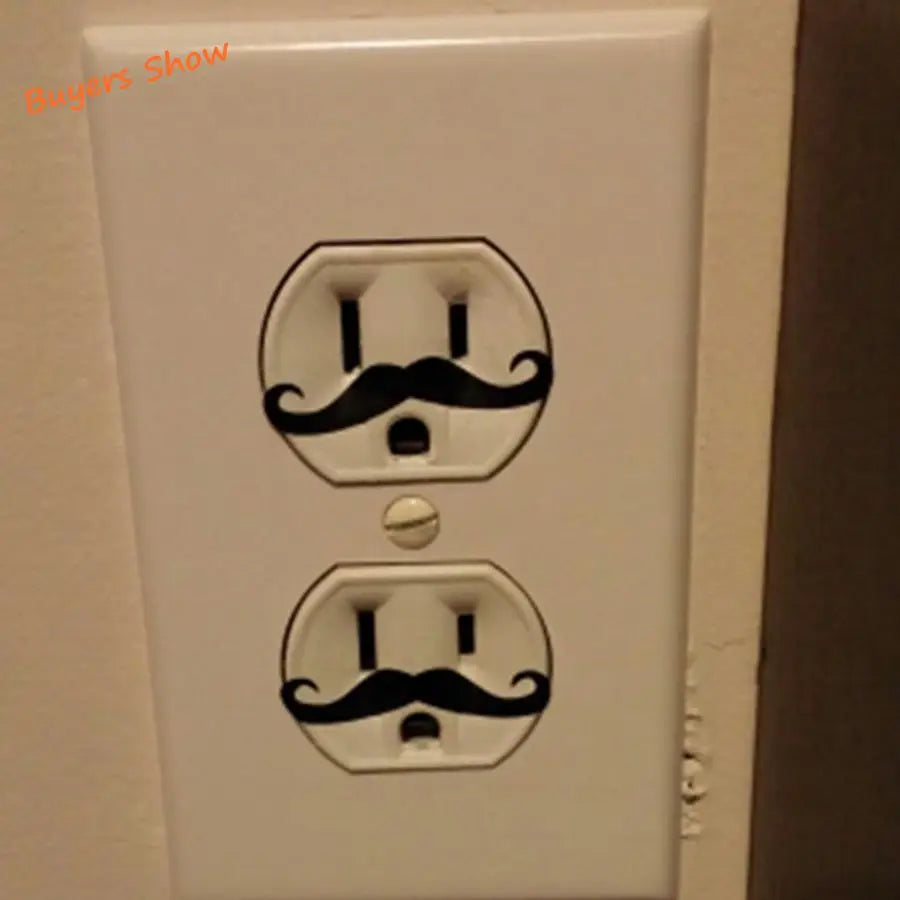 12pcs Funny Light Switch Sticker Mustache Funny Outlet Vinyl Decal