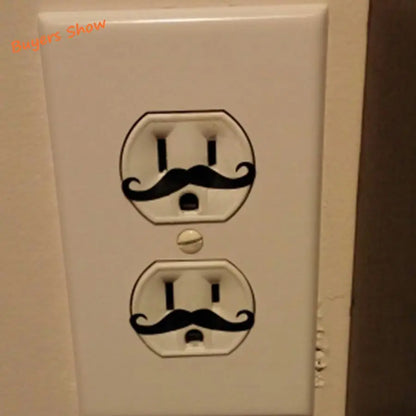 12pcs Funny Light Switch Sticker Mustache Funny Outlet Vinyl Decal