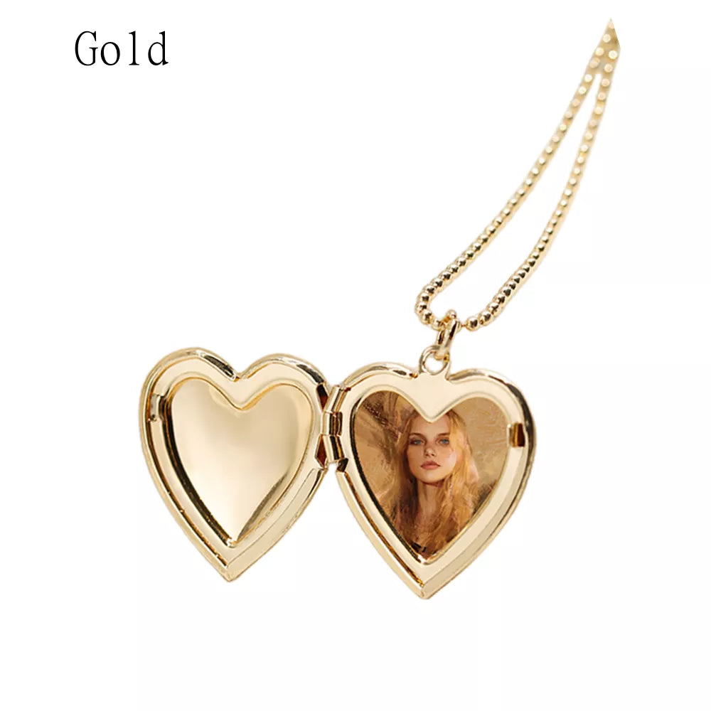 HOOH 1PC Heart Shaped Friend Photo Picture Frame Locket Pendant for Necklace