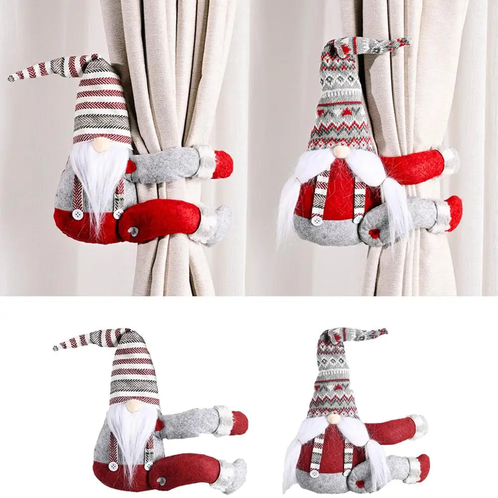 Santa Claus Elk Christmas Curtain Buckle Doll Ornament Christmas Decoration