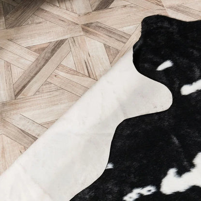 78x105cm Imitation Cow Print Rug Black and White Faux Cowhide Rugs Animal Area