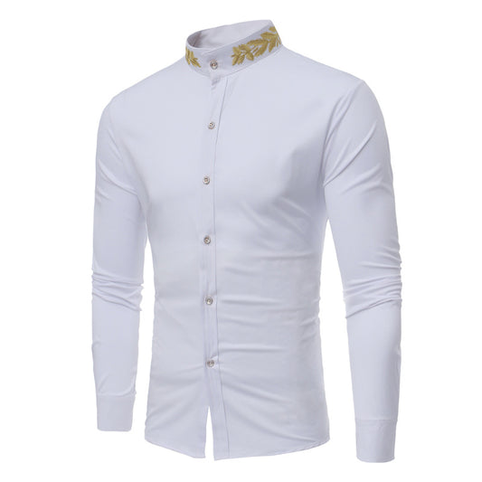 Men's Shirts for Men Designers Embroidery Slim Fit Casual Long Sleeve Shirt