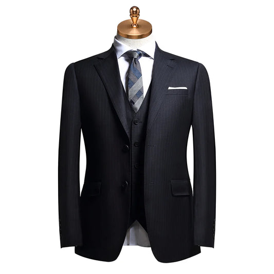 Men Suit Deep Blue Stripe Suit Men Mens Suits With Pants Blazer