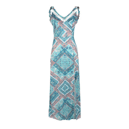 Brand New Womens Bohemian Sleeveless Stitching Print Dresses