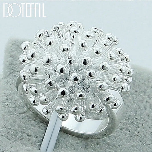 DOTEFFIL 925 Sterling Silver Firework Coral Ring Woman Fashion Wedding