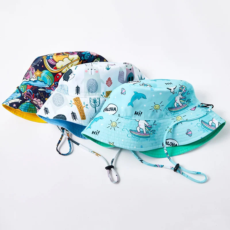 Children's Hat Double-Sided Fisherman Hats Summer Sunscreen Cap Boys