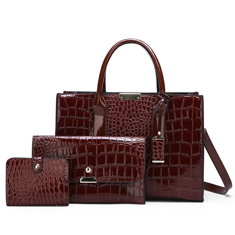 Luxury Womens Bags Designer Crocodile Pattern Shoulder Bag PU Leather