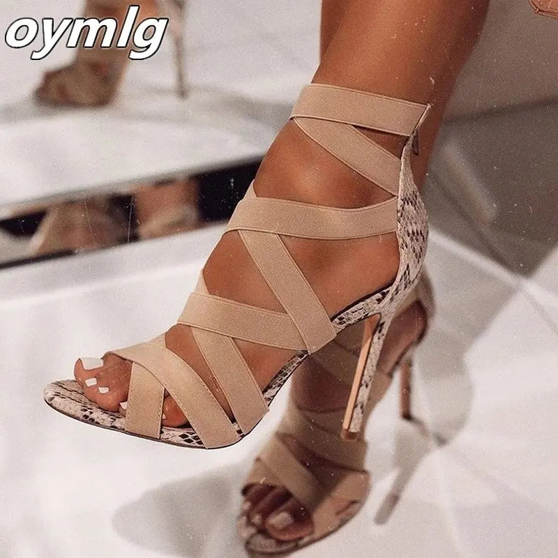 Women High Heels Gladiator Ankle Strap Sandals Summer Ladies Party Pumps Sandal