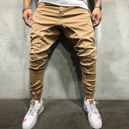 Men Pants Fashion Splicing Multi Pocket Harem Joggers Pants 2019 Male Trouser