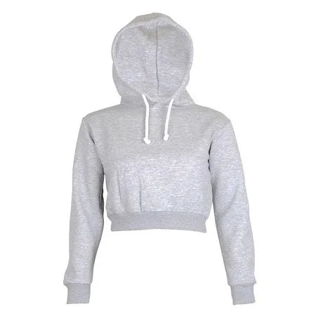 Hoodies Solid Crop Long Sleeve Jumper Pullover