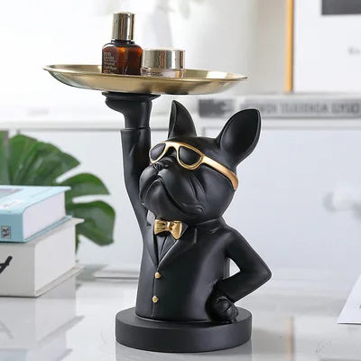 French Bulldog Sculpture Dog Statue Jewelry Storage Table Decoration Home Decor