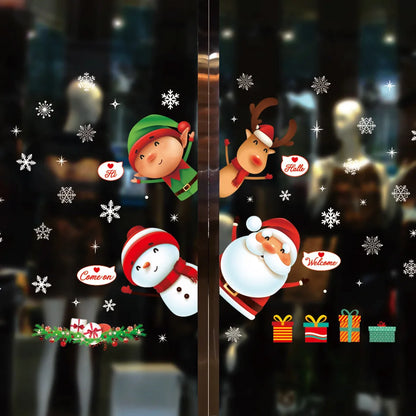 New Christmas Decoration Window Stickers Santa Gifts Merry Christmas Mirror