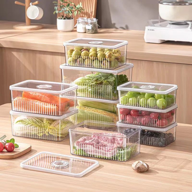 Refrigerator Storage Box Timing Fresh Fridge Organizer Vegetable Fruit Food