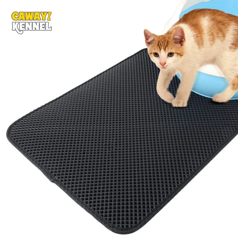 CAWAYI KENNEL Waterproof Double-Layer Non-Slip Cat Litter Catcher Mat Household