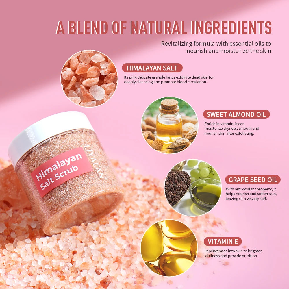 LIYALAN Pink Himalayan Salt Body Scrub Bath Exfoliating Skin Whitening