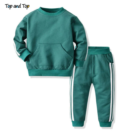Top and Top Fashion Baby Kids Boys Girls Clothes Set Pullover Sweatshirt