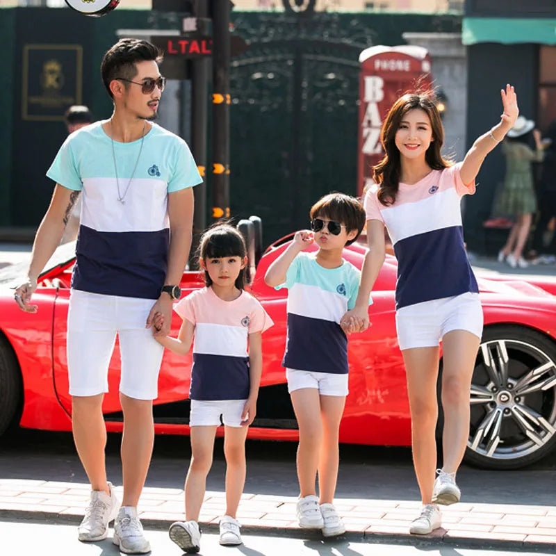 Family Clothing Outfits Fashion Striped Summer Short Sleeve T-Shirt Matching