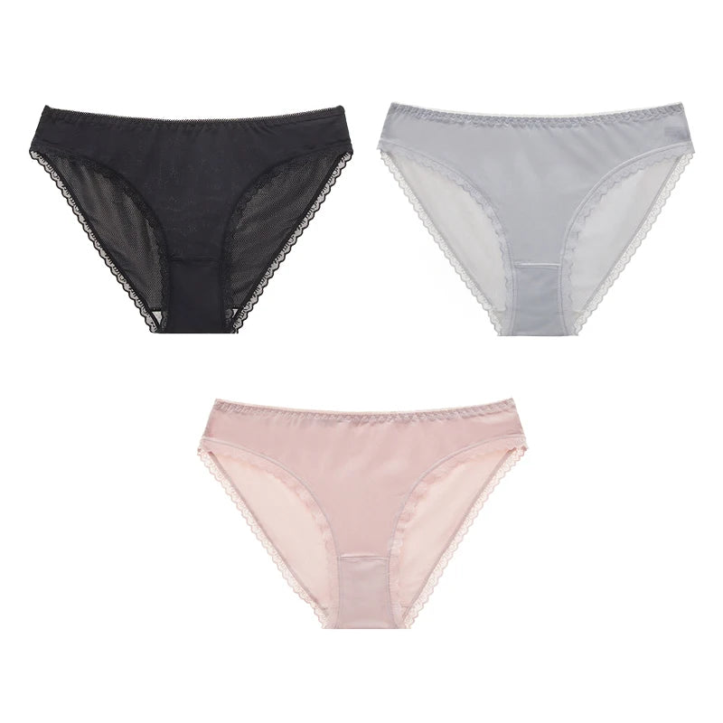 3Pcs Ice Silk Women's Soft Underwear for Woman Panties High Quality