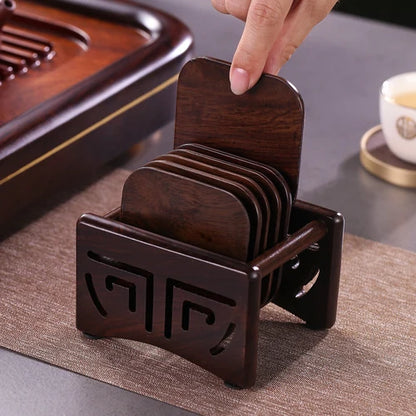 Household Items Ebony Solid Wood Tea Coaster Cup Holder Tea Cup Holder Potholder