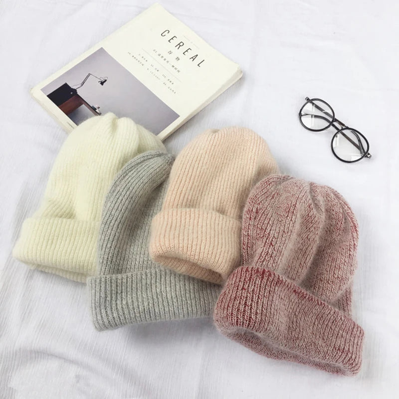 Autumn Winter Rabbit Hair Winter Skullies Hat Fashion Warm Beanies Hats Casual