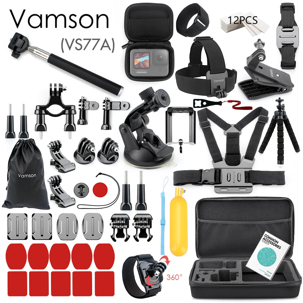 Vamson for Gopro Accessories Set for Go Pro Hero 11 10 9 8 7 6 5 Kit Selfie