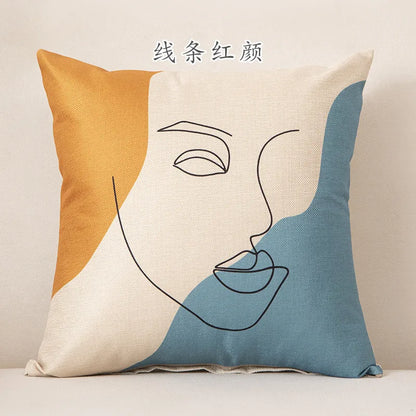 45*45 Cushion Cover Pillow Creative Abstract Art Streak Face Pillowcase