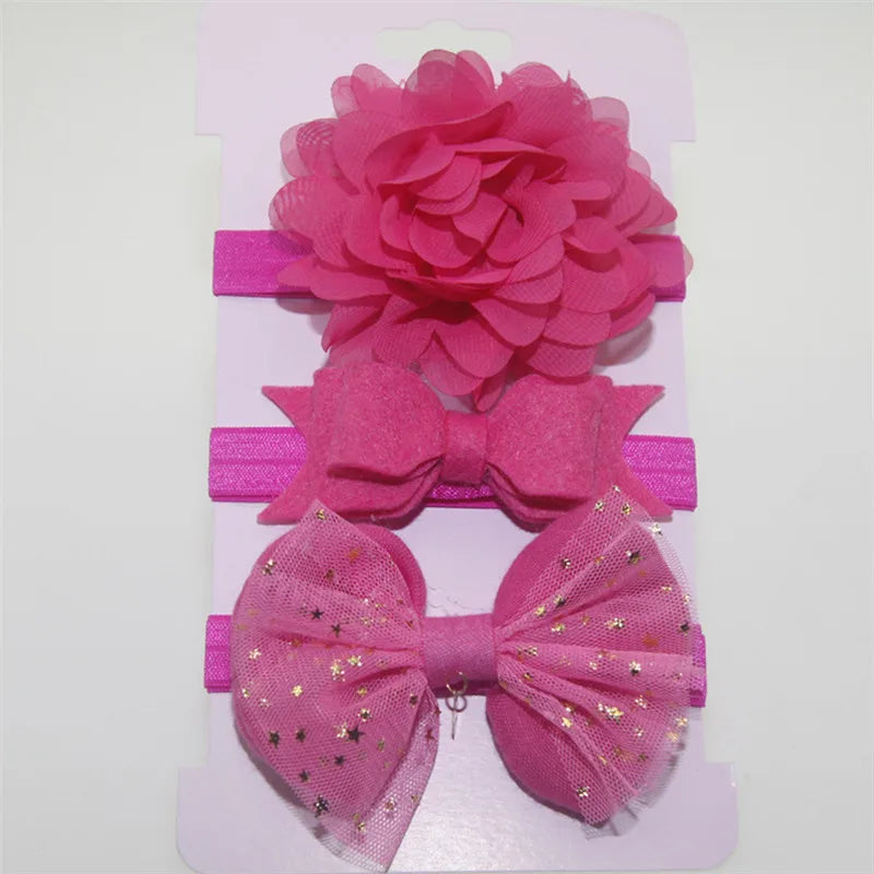 On Sale 3pcs New Baby Girl Boy Elastic Flower Headband Children